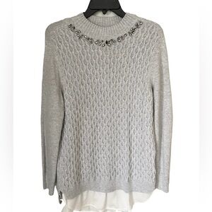 Embellished Cable-Knit Sweater